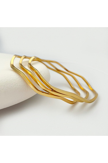 Anti-Tarnish Steel Gold 3-Piece Zigzag Ajda