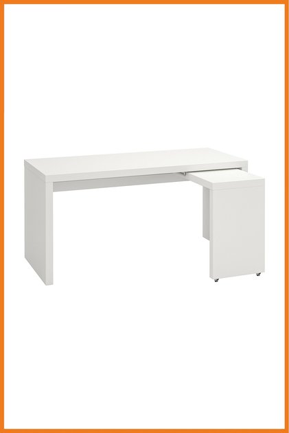 Çalışma Masası Tekerlekli Açılabilir Yan Panel Sunta Bilgisayar Ders Ofis Çizim 151x73x65 Beyaz