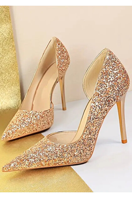 green emerald velvet dress Rose Gold Glitter Ankle Strap Pump  Ally Shoes