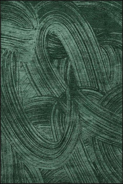 Imaginary Green Themed Striped Decorative and Washable Carpet Miravip9207