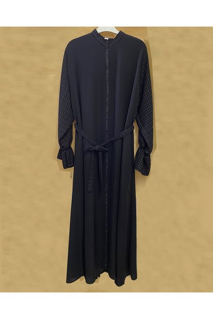 Ferace Hijab Clothing Abaya with Waist and Sash-Tied Sleeves Drawstring
