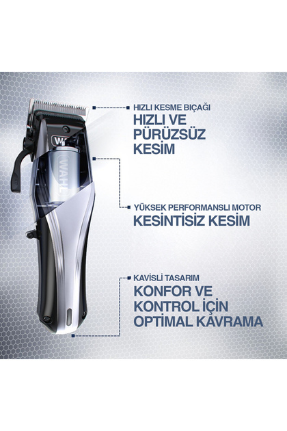 Wahl 9657 Rapid Clip 12 Kılavuz Taraklı Şarjlı Saç Sakal Kesme