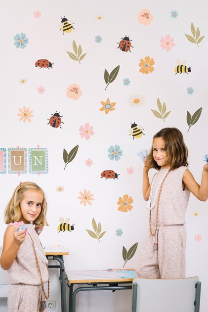 Ladybug Themed Kids Room Sticker Set