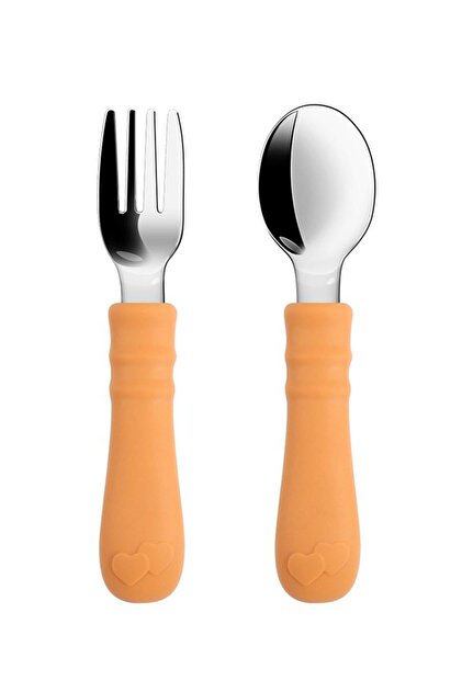 304 Steel Orange Baby Spoon and Fork Set Cin930Tr