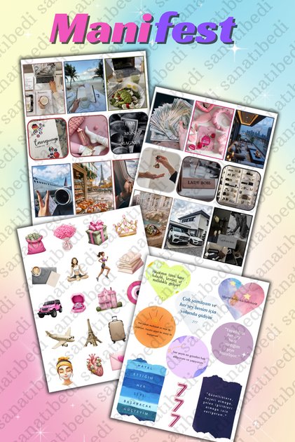 Vision Board Temalı Sticker -Ajanda Bullet Journal Laptop Telefon için Hayal Panosu Etiketynosi