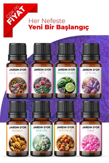 8'li Set Esansiyel Uçucu Yağ Buhurdanlık Yağı Hava Nemlendirici Aroma Difüzörü Kokusu Esans Set2