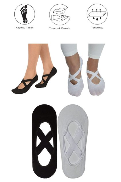 2 Pieces of Yoga Pilates Fitness Dance and Sports Socks with Anti-Slip Soles