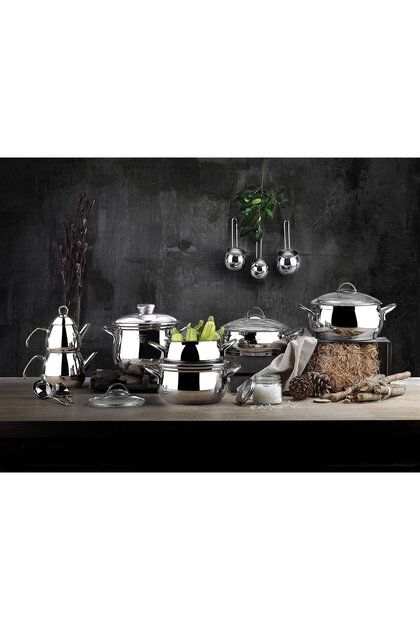 Alia Steel Dowry Set 18 Pieces-Silver