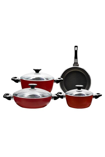 Monaco 7 Piece Cookware Set Red