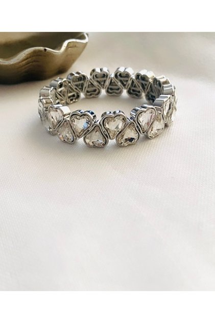 Crystal Stone Heart Model Flexible Bracelet (Thickness: 1.5 cm)