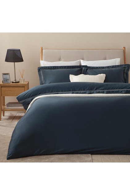 Glad 100% Cotton King Size Duvet Cover Set 230X220 cm Blue/White