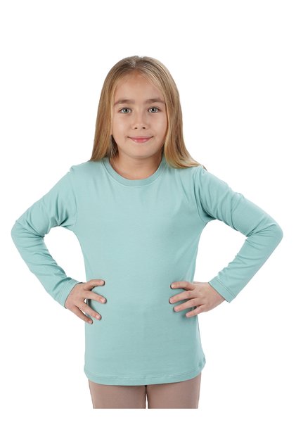 Unisex Girls and Boys Badi Crew Neck Long Sleeve Green T-Shirt