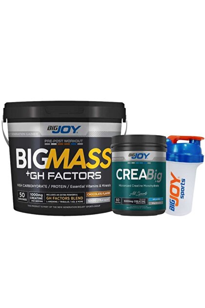 MASS GAİNER Çikolata 5 kg BigMass Gh Factors + Creabig Kreatin 300 gr - Shaker 500 ml