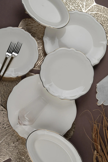 PORSER Altın Yaldız 18 Parça 6 Kişilik Porselen Yemek Takımı