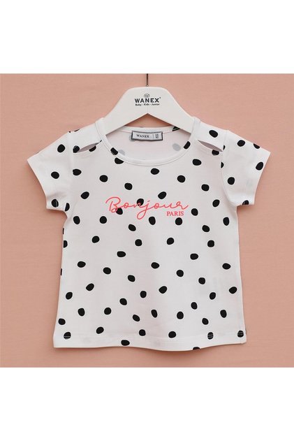 Girl's Short Sleeve T-Shirt - 32462 - White - Black