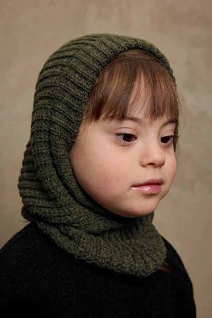 Knitted Kids' Balaclava Beanie Khaki