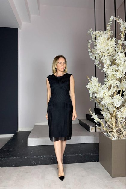 G0923 Tulle Design Dress Black