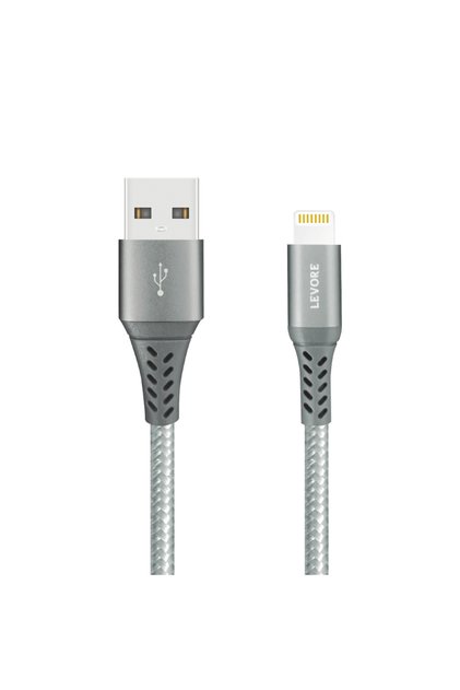كابل USB إلى Lightning نايلون معتمد من MFI بطول 1.8 متر - رمادي