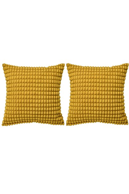 2 Pieces Throw Pillow Cover 50X50 cm Zippered Set of 2 Cushion Cover Yellow Color Inner Included