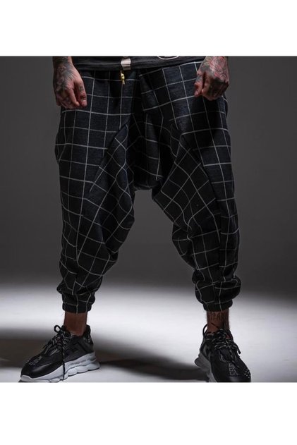 Men's Shalvar Pants with Patterned Tapes