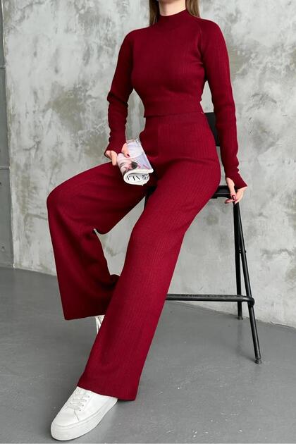 ΓΥΝΑΙΚΕΙΑ Half Fisherman Knit Crop πουλόβερ Παντελόνι Πλεκτό Σετ κάτω-κορυφή