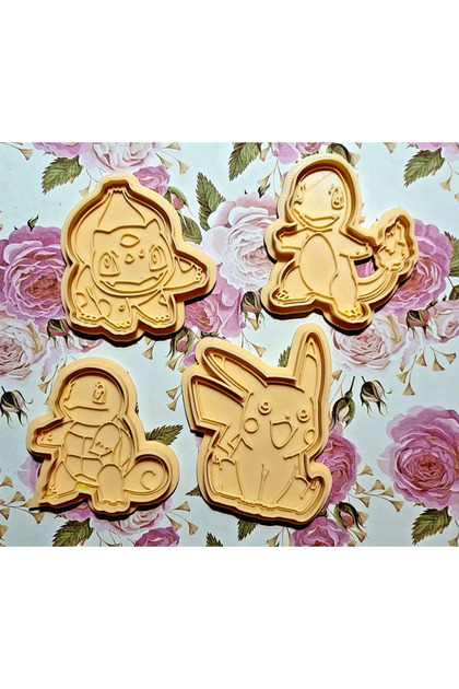 Pokemon Cookie Mold Set Bulbasaur Charmander Pikachu and Squirtel 4 Pieces