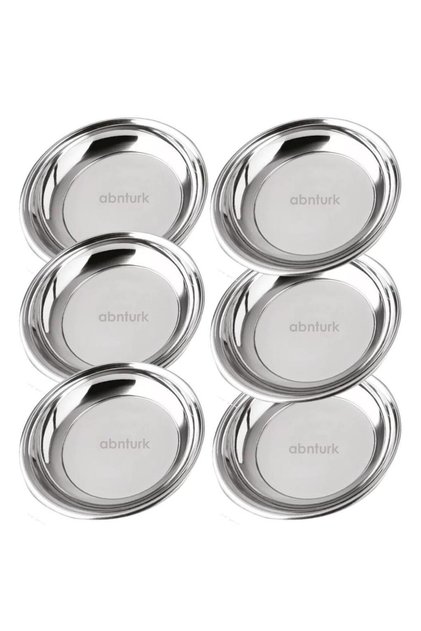 Yaşam Boyu Garantili 6 adet 20cm Paslanmaz Çelik Çukur Yemek Tabağı BüyükPorsyon Sağlam Metal Tabak