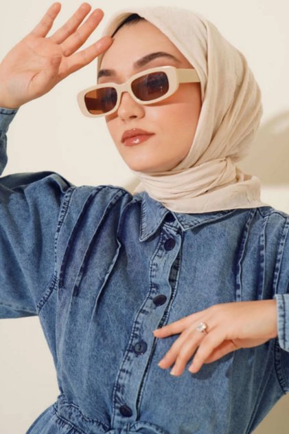 وشاح نسائي عملي من الخيزران باللون البيج الفاتح