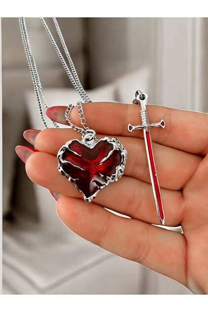 shop The Power of Our Love Sword Heart 2-Piece Couple Necklace