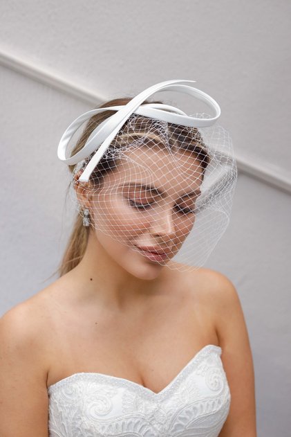Gelin Saç Aksesuarı/düğün Nikah Fiyonk Tül Beyaz Gelin Taç