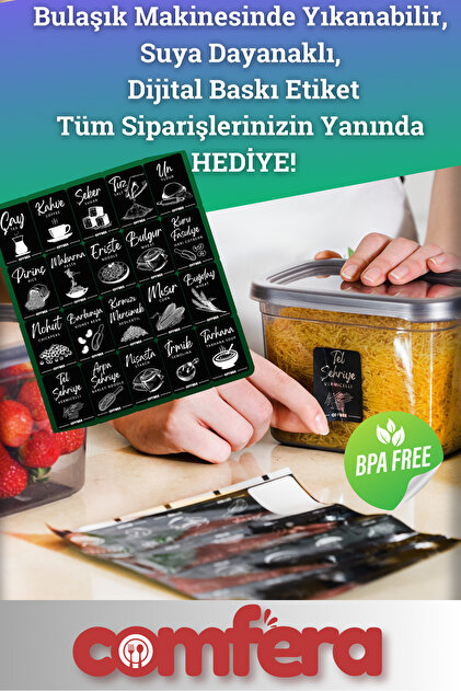 BAGER MARKET Comfera 12'li 24 Parça Dikdörtgen Erzak, Bakliyat