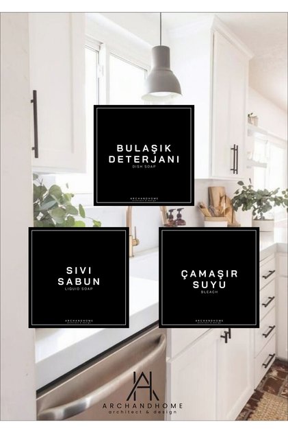 Sticker Label Waterproof Bottle Label Kitchen Labels 3-Pack B.Detergent S.S Soap Bleach