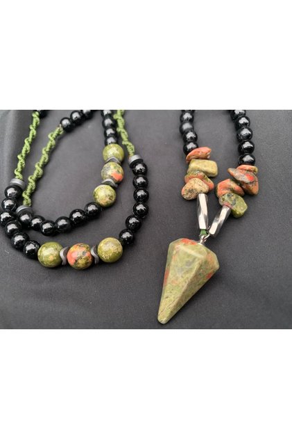 Natural Stone Handmade Knitted Custom Design Unakite Necklace Bohemian Modern