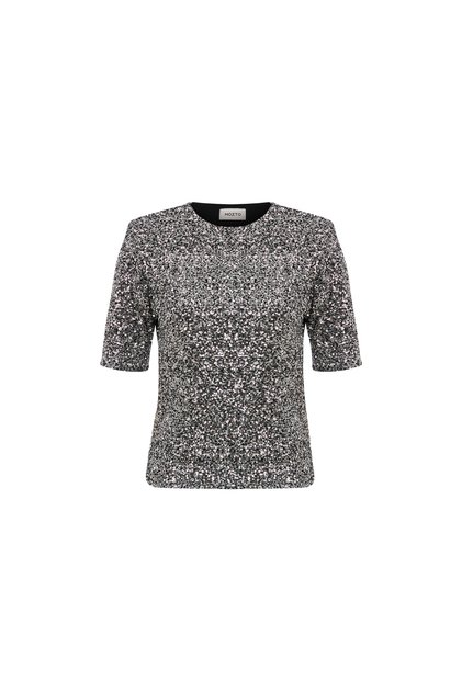 Kate Gümüş Payet Vatkalı T-shirt