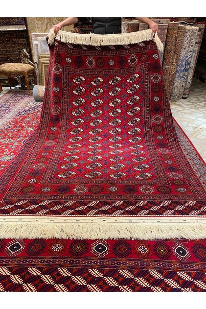 El Dokuma Türkmen Halısıdır Birinci Sınıf Kalite Yün Saçak Üzerine Yün Dokuma Ebat 250x160