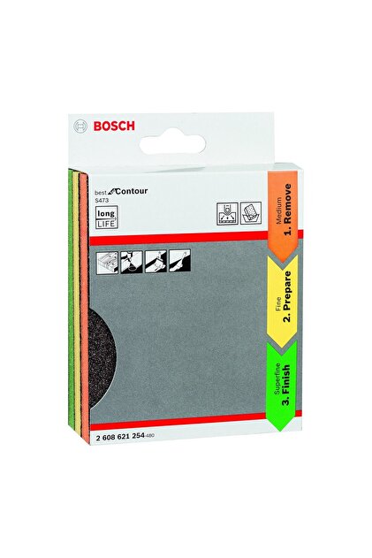Bosch S473 Çift Taraflı Sünger Zımpara Seti 3 Parça (2608621254