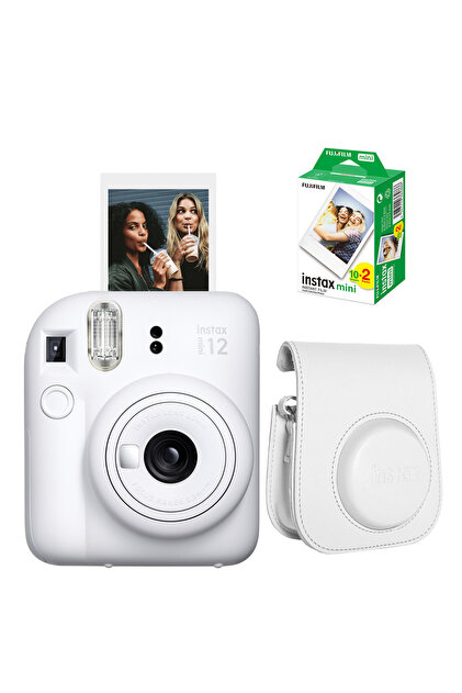 Fujifilm Instax Mini 12 Pembe Fotoğraf Makinesi Deri Çanta Ve 20