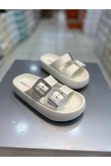 Double Buckle Stone Women's Daily Slippers