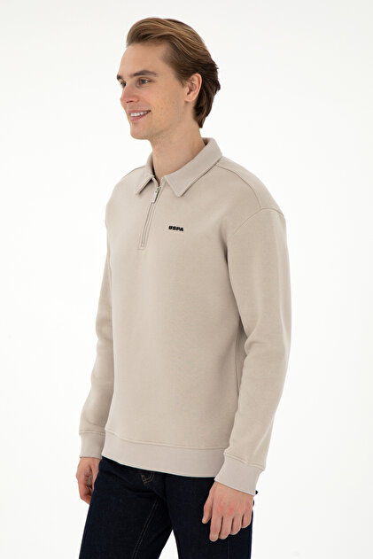 Herren Comfort Fit Stone Basic-Sweatshirt mit halbem Reißverschluss 50298265-VR049
