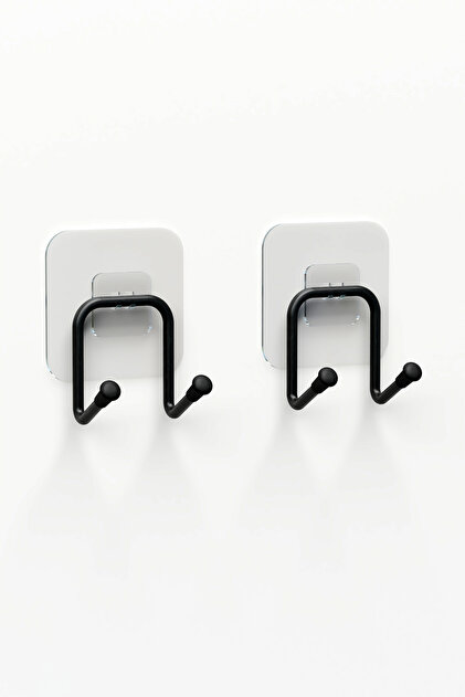 Yapışkanlı 2 Adet Çift Kancalı Banyo Mutfak Askısı Metal Askılık Duvar Askı Organizer