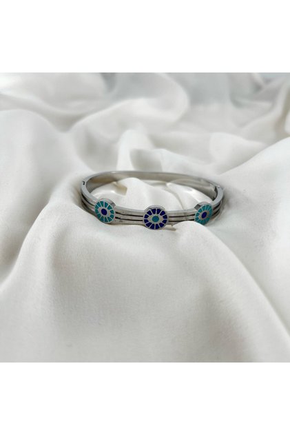 Women's Steel Bracelet Three Round Love Eyes