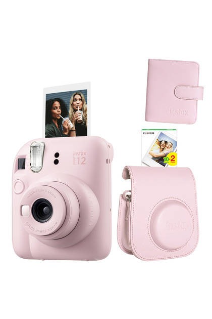 Fujifilm Instax Mini 12 Pembe Fotoğraf Makinesi Deri Çanta Albüm
