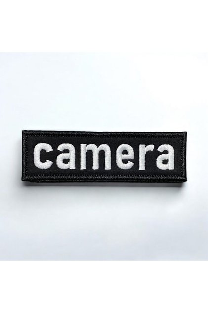 Siyah Zemin Camera Yazılı Patch - 10x3 Cm