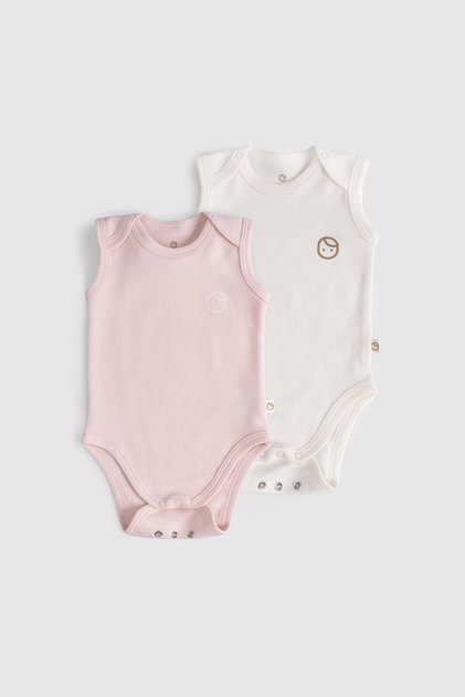2-Piece Organic Cotton Adjustable Pink Snap Tank Top