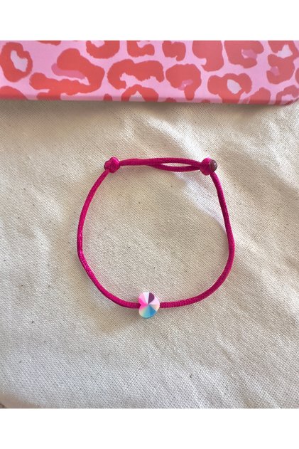 Rainbow Heart Fuchsia String Bracelet