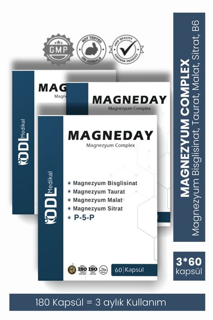 Magnezyum Complex 60 Kapsül*3 Adet ( Bisglisinat I Taurat I Malat I Sitrat I B6 Vitamini )