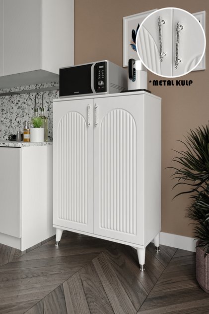 Kale Çok Amaçlı Dolap Mutfak Balkon Kiler Banyo Ayakkabılık Dolabı Beyaz Gümüş