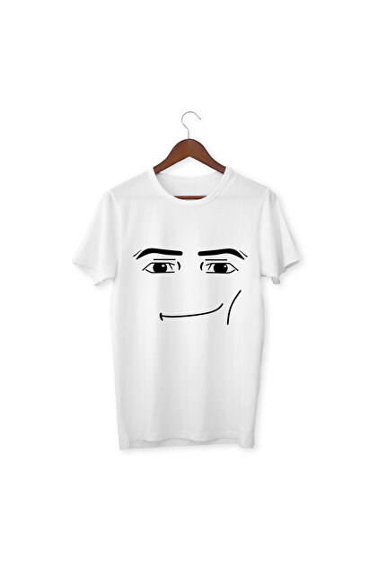 Roblox Face Man Tişört Beyaz Unisex Tshirt Roblox Tişört