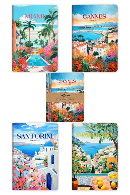 4'lü Coastal Cıtıes Defter Seti Çizgisiz 13x20