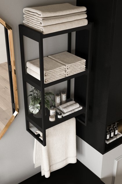 Wall Shelf Towel Rack 3-Tier Shelf Bathroom Kitchen Organizer Modern Spacious Storage Shelf Stylish Towel Holder
